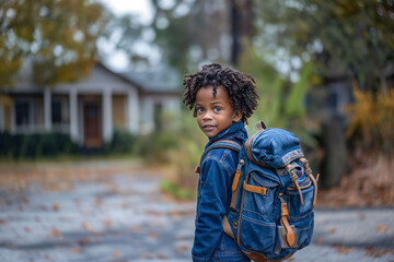 Boy coming back home from school