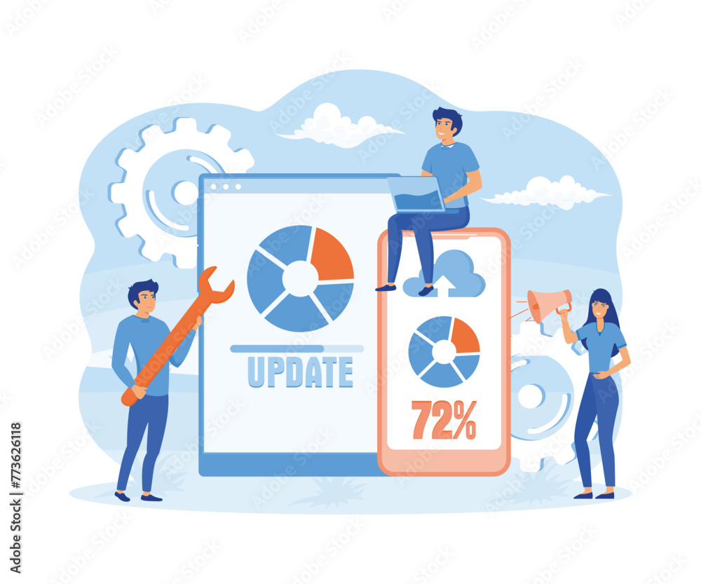 Poster system updates with people updating operation in computing and installation programs. mobile applica