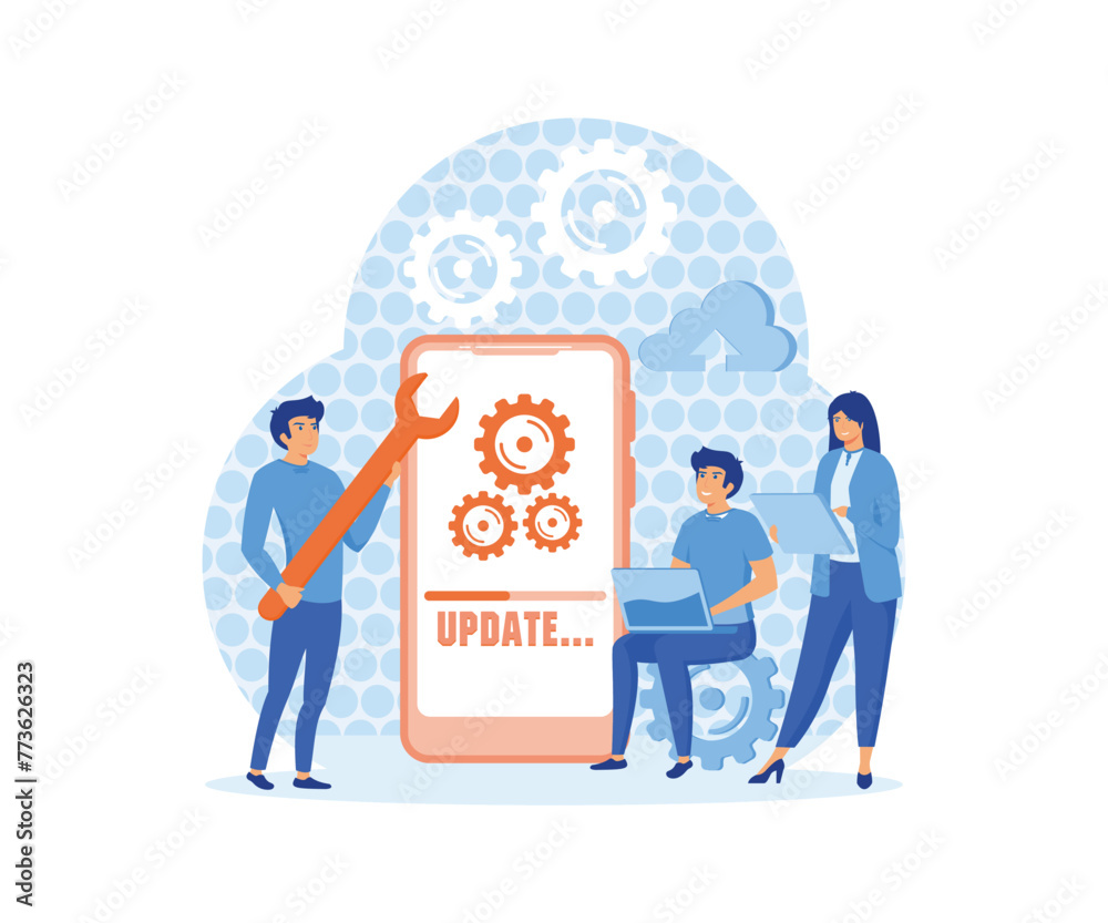 Poster system updates with people updating operation in computing and installation programs. mobile applica