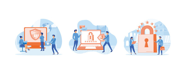 General privacy regulation for protection of personal data. Personal information control and security. General rules for data protection GDPR. Set flat vector modern illustration