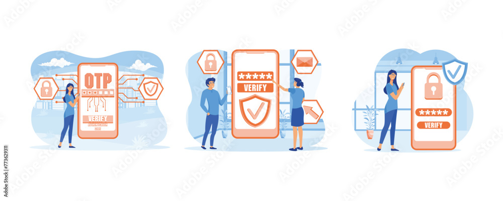 Poster otp one-time password for secure transaction on digital payment transaction. mobile app on smartphon