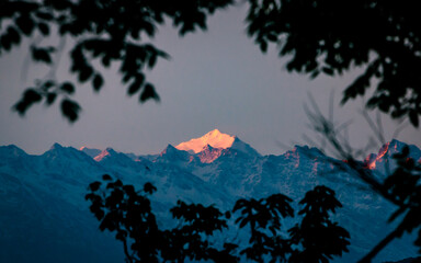 morning view of snow coverd mountain range in Nepal.