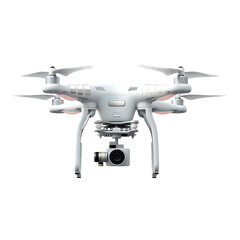 flying quadcopter drone on transparent background