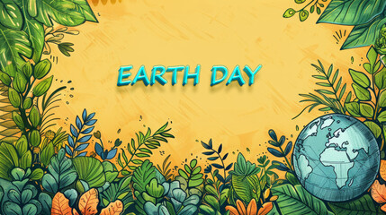 Hand drawn background for earth day celebration with copy space
