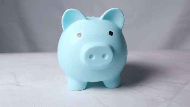 1 Blue piggy bank saving concept on white background