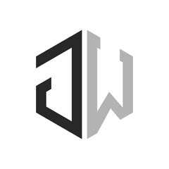 Modern Unique Hexagon Letter JW Logo Design Template. Elegant initial JW Letter Logo Concept