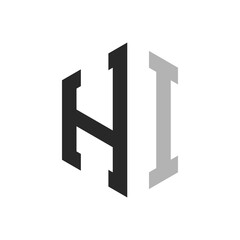 Modern Unique Hexagon Letter HI Logo Design Template. Elegant initial HI Letter Logo Concept