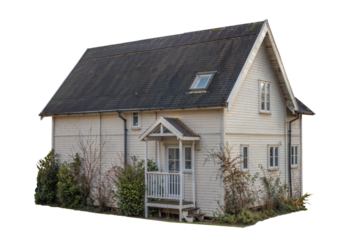 Cutout of an isolated single double-storey wooden house with the transparent png	