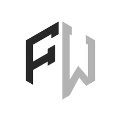 Modern Unique Hexagon Letter FW Logo Design Template. Elegant initial FW Letter Logo Concept