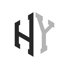Modern Unique Hexagon Letter HY Logo Design Template. Elegant initial HY Letter Logo Concept