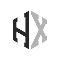 Modern Unique Hexagon Letter HX Logo Design Template. Elegant initial HX Letter Logo Concept