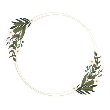wreath of flowers isolated on white background, transparent png graphic, vector image illustration