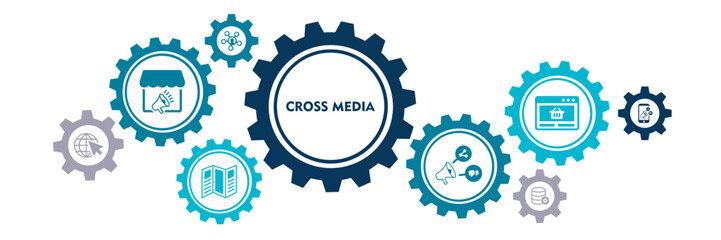 Banner cross media vector illustration concept - obrazy, fototapety, plakaty