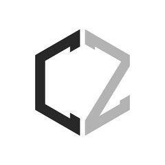 Modern Unique Hexagon Letter CZ Logo Design Template. Elegant initial CZ Letter Logo Concept - obrazy, fototapety, plakaty