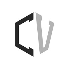 Modern Unique Hexagon Letter CV Logo Design Template. Elegant initial CV Letter Logo Concept