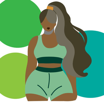 Vector Illustration of a Woman in Workout Clothes, Athletic Wear, Sports Wear, Fitness, Health, Wellness, Exsercise, People, Female, Yoga