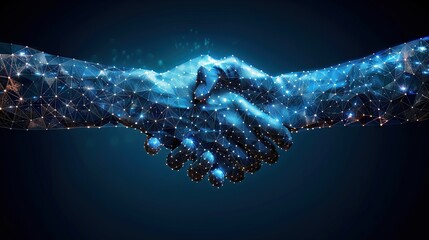 Abstract image. Handshake making the best deal, financial concept of investment business. Partnership and Exchange on the background of technology - obrazy, fototapety, plakaty