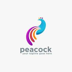 Abstract modern colorful peacock logo icon vector template on white background