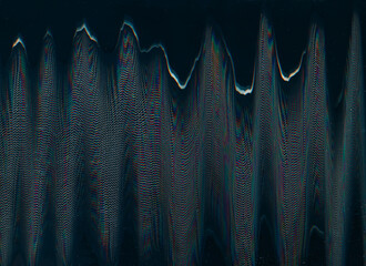 Digital glitch. Distortion background. Black white color glowing wave tech vibration signal interference bad connection dust stain abstract. - 773637945