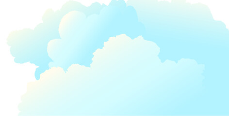 Abstract cloudscape wallpaper. Bright sunny sky with fluffy clouds on a sunny summer day. Horizontal illustrated panorama of sunny heaven. Vector illustration in watercolor style for children. - 773638517