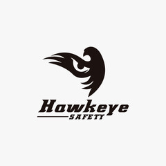 Eye and flying hawk logo icon vector template on white background