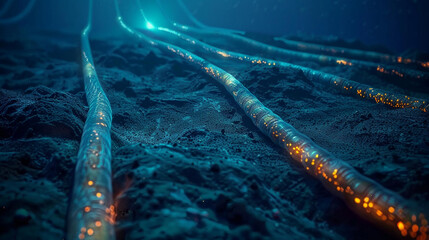 underwater optical fiber cables. digital information network