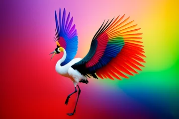 Foto op Plexiglas hinese red-crowned crane Dancing  China-Chic  background © zhichao