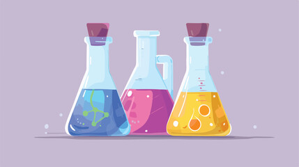 Chemistry flask tool flat cartoon vactor illustrati - obrazy, fototapety, plakaty