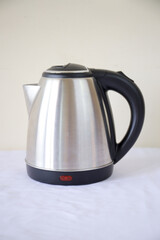 Electric kettle steel material details and close-up. Metal Electric kettle	
