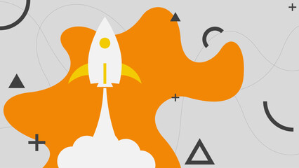 Business startup concept with rocket launch. Business project startup process, idea trough planning and strategy.