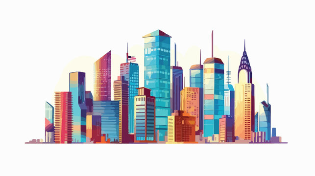 City buildings symbol flat cartoon vactor illustrat