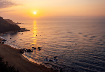 Aerial view of sunrise sea landscape