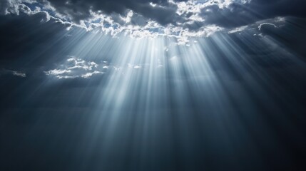 Divine Radiance Light in Black Sky, Blessing World with Heavenly Illumination