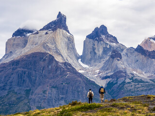 Fototapeta na wymiar Mirador Cuernos Trail in Torres del Paine National Park in Chile Patagonia