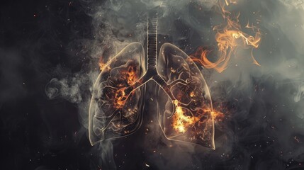 Unhealthy lungs due to smoking inhalation and environmental pollution. Respiratory problems due to air pollution. Lungs diseases