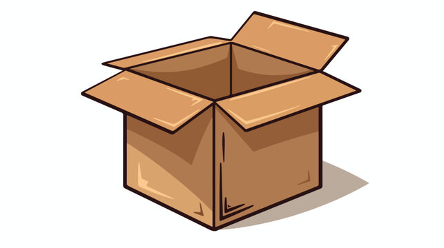 Color silhouette cartoon brown box of cardboard ope