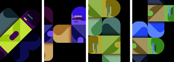 Balance movement geometric backgrounds. Poster collection for wallpaper, business card, cover, poster, banner, brochure, header, website