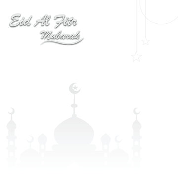 design with a square composition greeting Eid al-Fitr with a clean, minimalist theme for social media posts