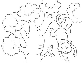 cute animal monkey coloring page. you can print it on standard 8.5x11 inch paper