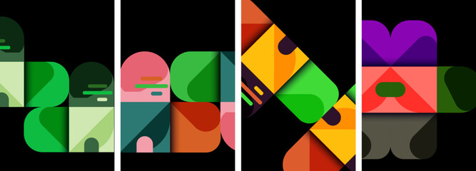 Naklejka premium Geometric colorful poster backgrounds with squares and circles