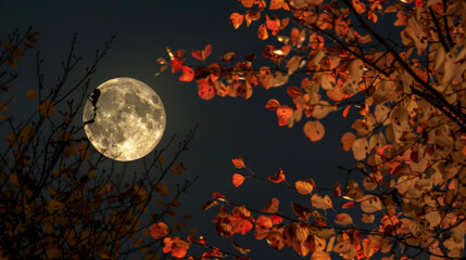 The contrast of the dark sky against the bright moon and foliage painting a mesmerizing scene. . .