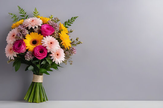 Bouquet of flower with copy-space background concept, blank space. Blooming Beauty: Colorful Bouquet of Flowers