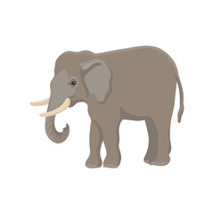 vector drawing elephant, cartoon animal isolated at white background, hand drawn illustration