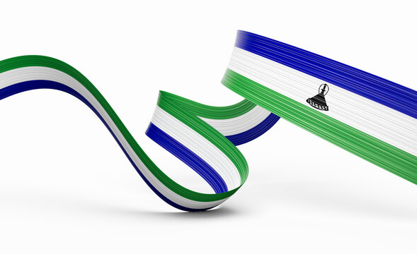 3d Flag Of Lesotho 3d Wavy Shiny Lesotho Ribbon Flag Isolated On White Background 3d Illustration - Powered by Adobe
