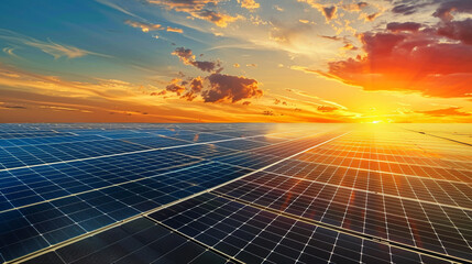 solar power plant with sun light in sky