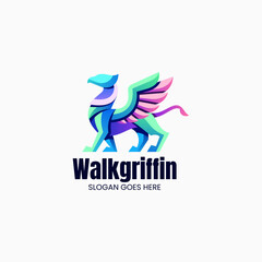Vector Logo Illustration Griffin Gradient Colorful Style
