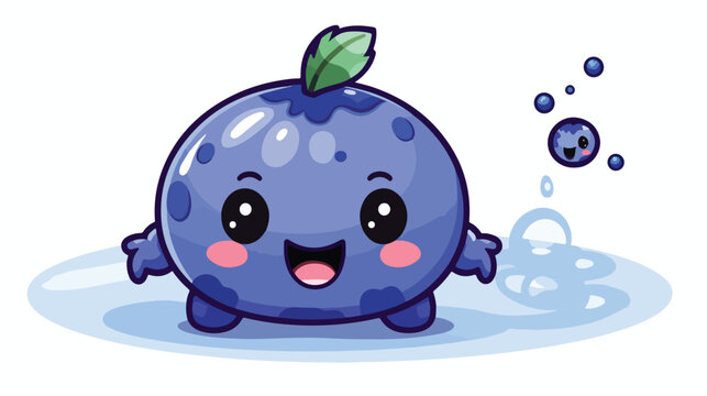 Cute blueberry floating and tempted because of frie