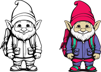 Whimsical Adventure, Colorful Illustration of Garden Gnomes Embarking on a Magical Journey