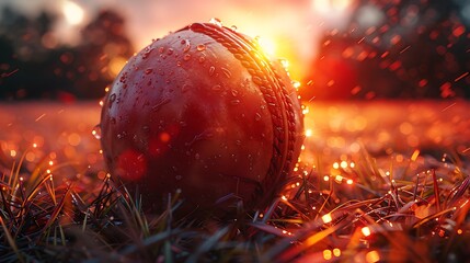Witness the artistry of a cricket ball's shine, its polished surface reflecting the skill and dedication of the bowler who seeks to master its flight. - obrazy, fototapety, plakaty