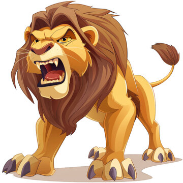 Lion with claws out vector clip art illustration, white background